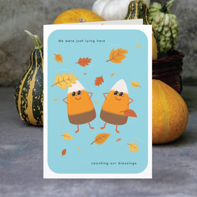 Sky Blue | Chocolate Candy Corn Couple | Fall Holiday Card (Creator Uploaded)