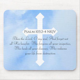 Sky Blue Christian Healing Bible Verse Get Well Mouse Mat