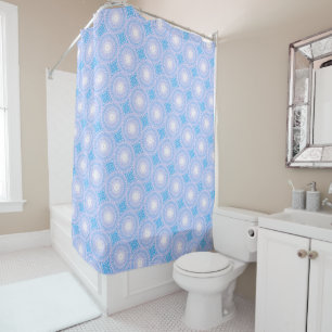 Sky blue circles pattern shower curtain