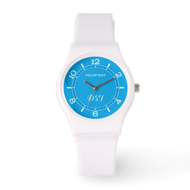 Sky Blue Colour Decor Personalise it Easily Watch (Front)