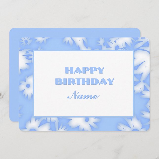 Sky Blue Colour Me Daisies Birthday Card (Front/Back)