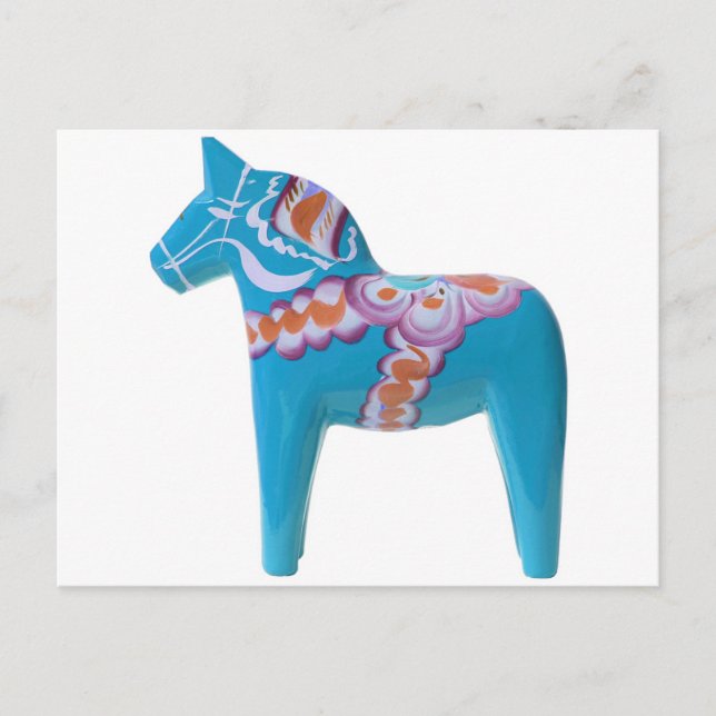Sky Blue Dala Horse Postcard (Front)