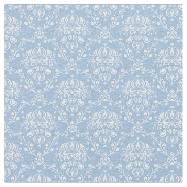 Sky Blue Damask Fabric (Close Up)
