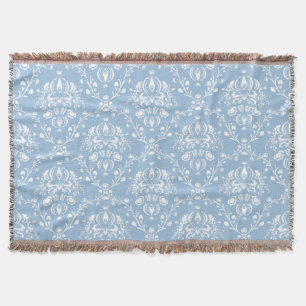 Sky Blue Damask Throw Blanket