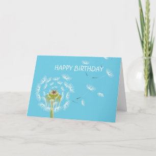 Sky Blue dandelion floral nature Card