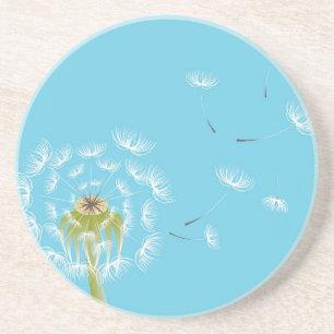 Sky Blue dandelion floral nature Coaster