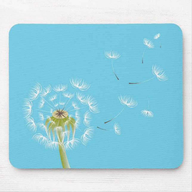 Sky Blue dandelion floral nature Mouse Mat (Front)