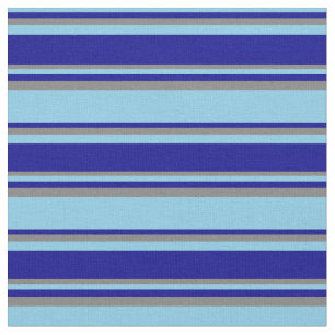 Sky Blue, Dark Blue & Grey Coloured Stripes Fabric