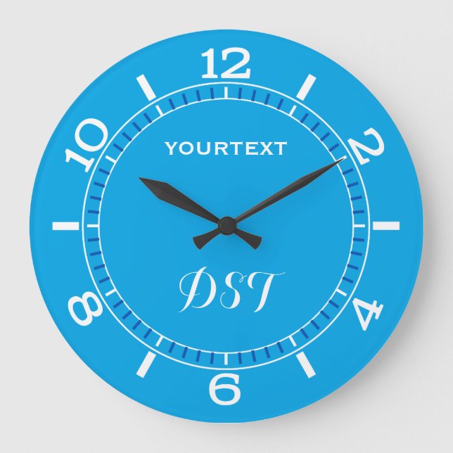 Sky Blue Decor Dial Easily Personalise This Large Clock (Front)