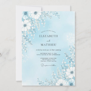 Sky Blue Delicate Bloom Wedding Invitation