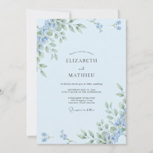 Sky Blue Delicate Botanical Wedding Invitation