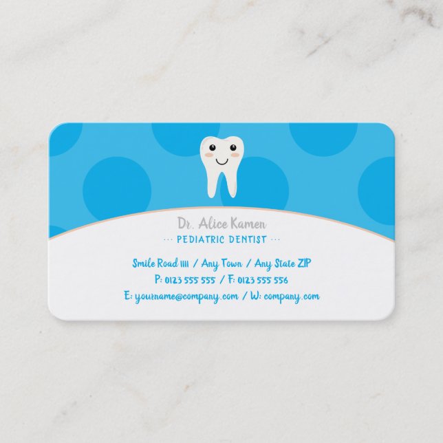 Sky Blue Dentist for kids | Paediatrics Dentist Appointment Card (Front)