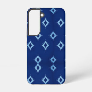 Sky Blue Diamond Pattern on Dark Blue Background Samsung Galaxy Case