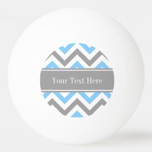 Sky Blue Dk Grey Wht LG Chevron Grey Name Monogram Ping Pong Ball