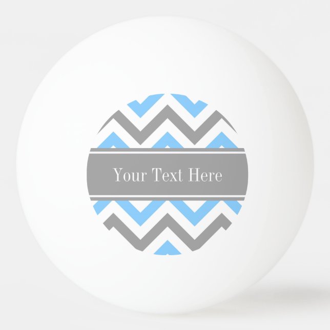 Sky Blue Dk Grey Wht LG Chevron Grey Name Monogram Ping Pong Ball (Front)