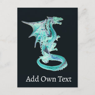 Sky Blue Dragon Celestial Fantasy Air Element Art Holiday Postcard