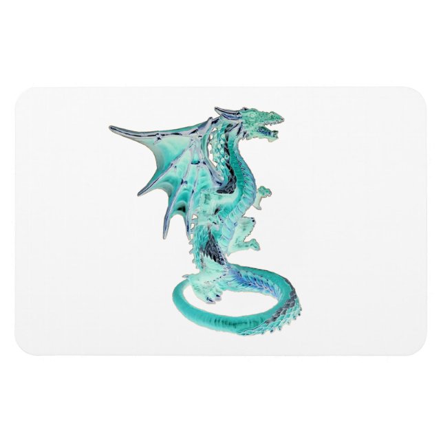 Sky Blue Dragon Fantasy Creature Mystical Artwork  Magnet (Horizontal)