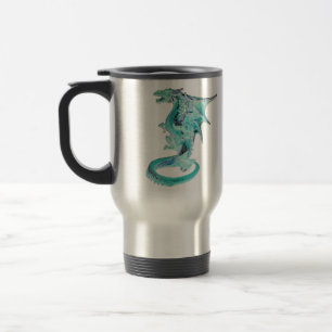 Sky Blue Dragon Fantasy Creature Mythical Art Travel Mug