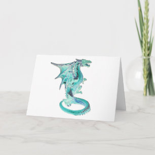 Sky Blue Dragon Greeting Card – Fantasy Sky Dragon