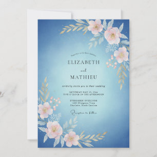 Sky Blue Dreamy Blossom Wedding Invitation