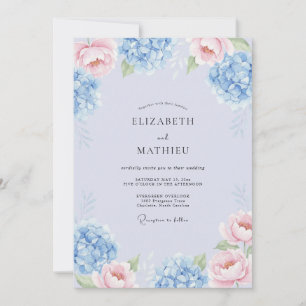 Sky Blue Dreamy Botanical Spring Wedding Invitation