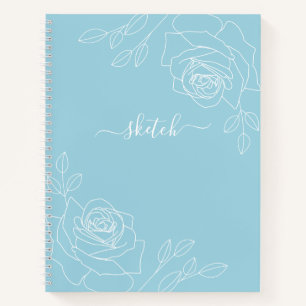 Sky Blue Elegant Floral Sketchbook Notebook