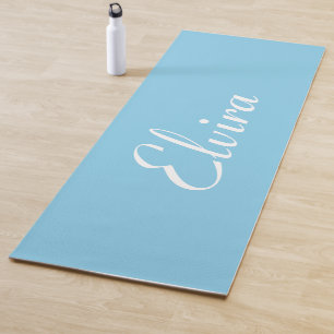 Sky Blue Elegant Name   Stylish Trendy Yoga Mat