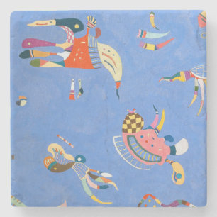 Sky Blue (Embedded Biomorphic Forms) Kandinsky Stone Coaster