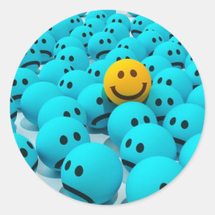 Sky blue emoji classic round sticker