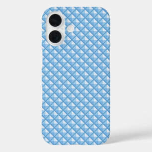 Sky blue, enamel look, studded grid iPhone 16 case