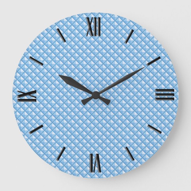 Sky blue, enamel look, studded grid large clock (Front)