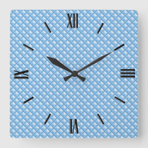 Sky blue, enamel look, studded grid square wall clock