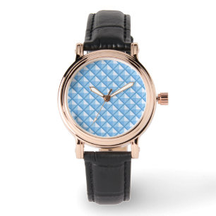 Sky blue, enamel look, studded grid watch