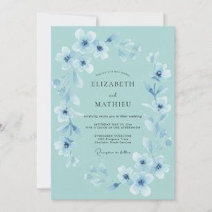 Sky Blue Ethereal Flourish Wedding Invitation