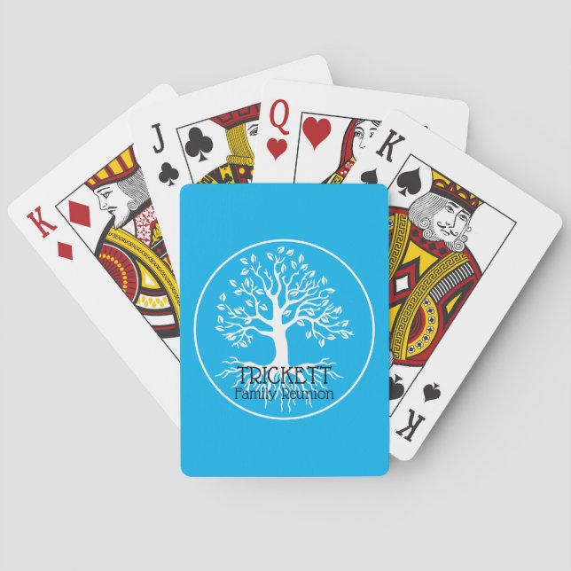 Sky Blue Family Reunion Family Tree  Playing Cards (Back)