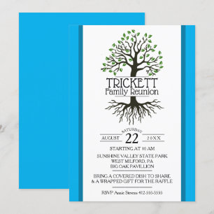 Sky Blue Family Tree Family Reunion Invitation