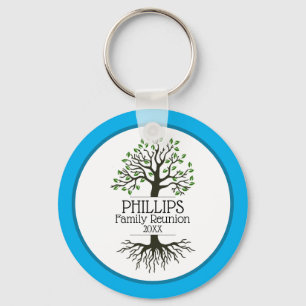 Sky Blue Family Tree Family Reunion Key Ring