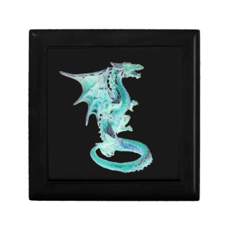 Sky Blue Fantasy Dragon Wooden Keepsake Gift Box