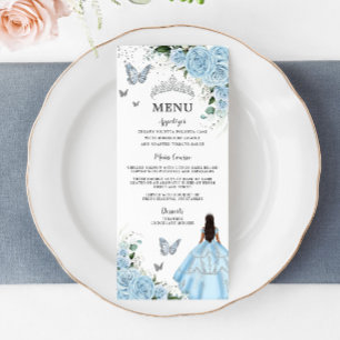 Sky Blue Floral Princess Dress Quinceañera Menu
