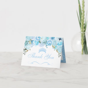 Sky Blue Floral Quinceanera Thank You Invitation