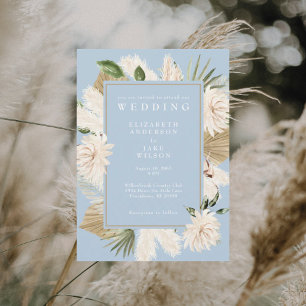 Sky Blue Floral Wedding Invitation