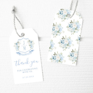 Sky blue floral wedding thank you gift favour tags