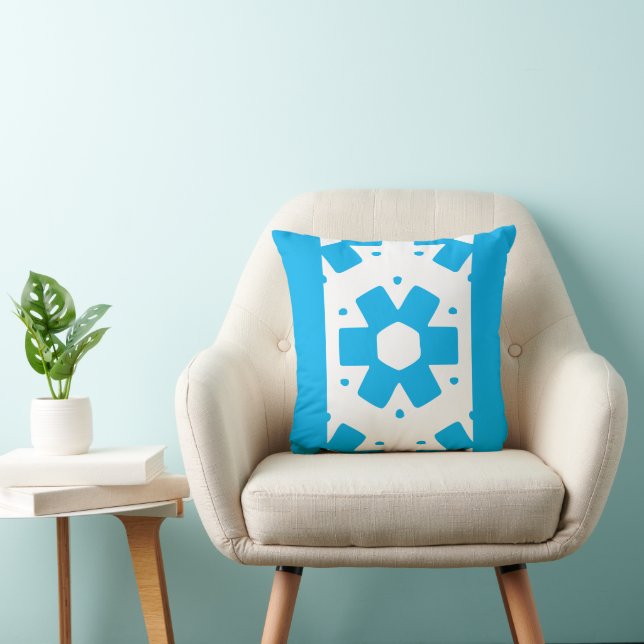 Sky Blue Flower Decor Minimal Cushion (Chair)