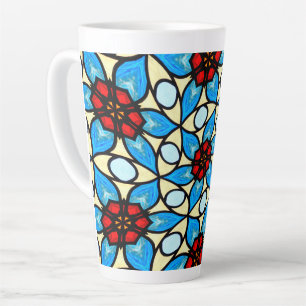 Sky Blue Flower Pattern Latte Mug