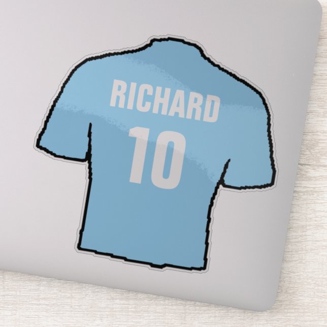 Sky Blue Football Shirt Design to Personalise. (Detail)