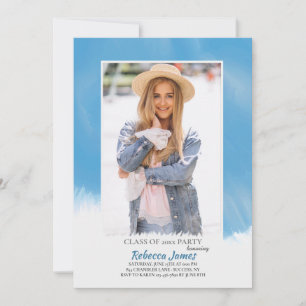 Sky Blue Frame Graduation Invitation