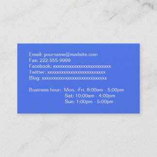 sky blue full information business card