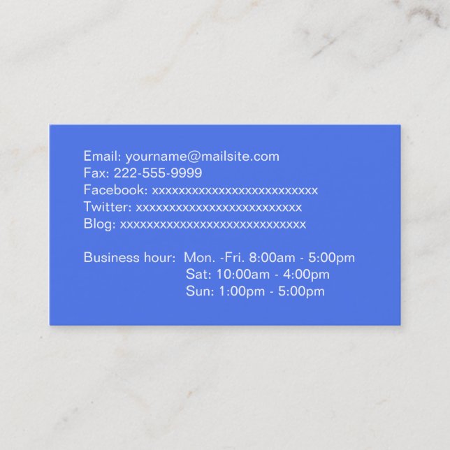 sky blue full information business card (Front)
