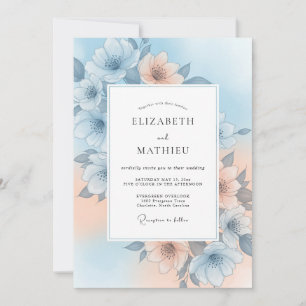Sky Blue Gentle Bloom Wedding Invitation