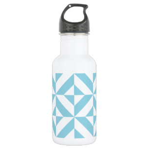 Sky Blue Geometric Deco Cube Pattern 532 Ml Water Bottle